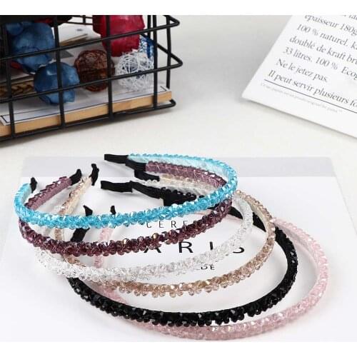 Fashion Women Crystal Beaded Hair Band Girl Shiny Rhinestone Elegant Headband Head Hoop Hair Accessories Wedding Jewelry