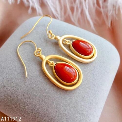 KJJEAXCMY fine jewelry natural Agate 925 sterling silver women gemstone earrings support test luxury