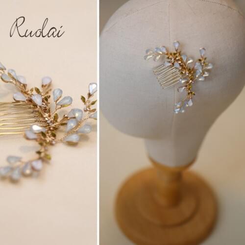 Gorgeous Wedding Head Pieces Crystal Hair Comb Royal Wedding Jewelry Handmade Hair Pieces for Ladies Rhinestone Head Band HD27