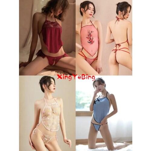 Female Exotic Underwear Sexy Underwear Lace Antique Style Shoulder Strap Pajamas Open Crotch Erotic Thong Temptation Large Size