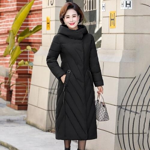 Winter X-long Parkas For Women Cotton Padded Jacket Nice Plus Size Slim Hooded Stand Collar Casual Thick Coat Jaqueta Feminina