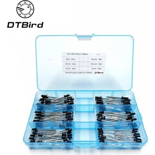 120 Pcs/set GB12618 Black M2.4 M3.2 M4 Zwart Aluminium Decoratie Pop Klinknagels Voor Meubels Assortiment Kit Schroef