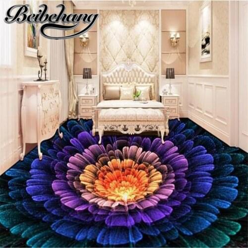 Beibehang Custom 3d floor Colorful flowers waterproof wallpaper for the bathroom floor tile adhesive vinyl film 3d floor