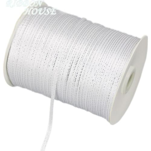 40 meters/lot) 1/8'' (3mm) Silver Edge Satin ribbons gift packaging ribbon wholesale