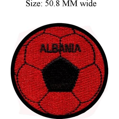 50.8MM wide Albania patch of soccer ball iron on backing/custom embroidered patch/cloth patch