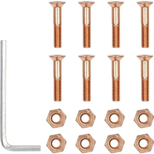 Professional Skateboard Accessories Double Alice Color Flat Head Hexagonal Plated Bridge Screw Side Nut