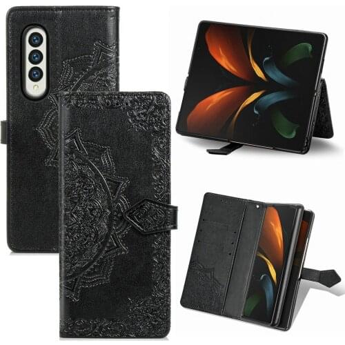 For Coque Samsung Z Fold 3 5G Flip Case Mandala Wallet Card Slot Holder Etui for Samsung Galaxy Z Fold3 Case Leather Book Cover
