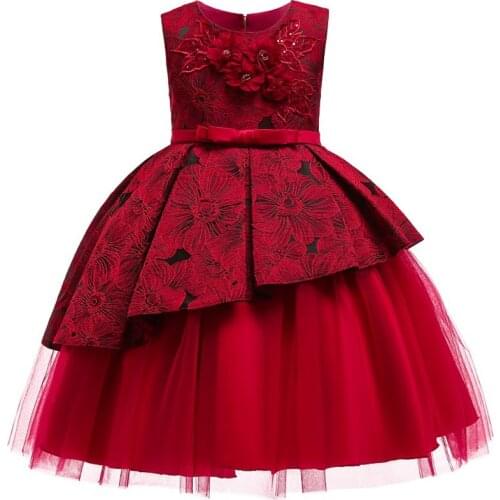 Kids Dresses for girls Child Boutique Wedding party Open back Beading Flower girls baby Girls Clothes Kids Christmas Dress 3-12Y