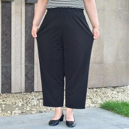 Plus size 6XL 7XL 8XL 9XL Women Summer Pants New Solid Elastic Waist Pants Middle-aged Mother Pants Loose Straight Pants FT256