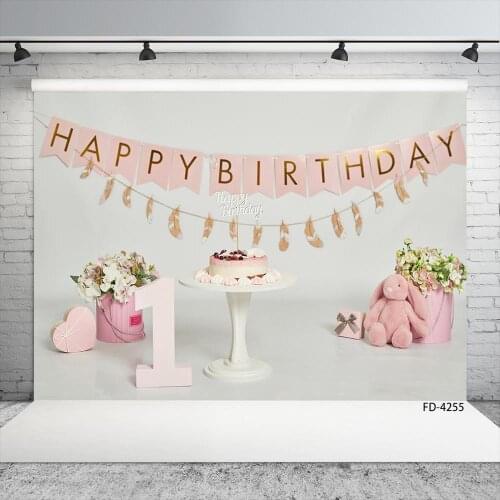 1st Birthday Backdrop For One Year Baby Newborn Photo Banner Cake Bear Flower Photography Background For Photo Studio Props