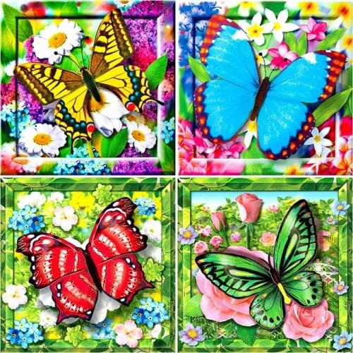 MomoArt Diamond Embroidery Animal Cross Stitch Diamond Painting Butterfly Picture Rhinestone Mosaic Flower Needlework Home Decor