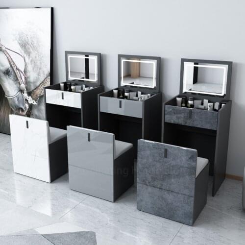 Modern Mini Dressing Table Set with Drawer Mirror Multi-functional Makeup Table Family Furniture Manmade Board Surprise Gift