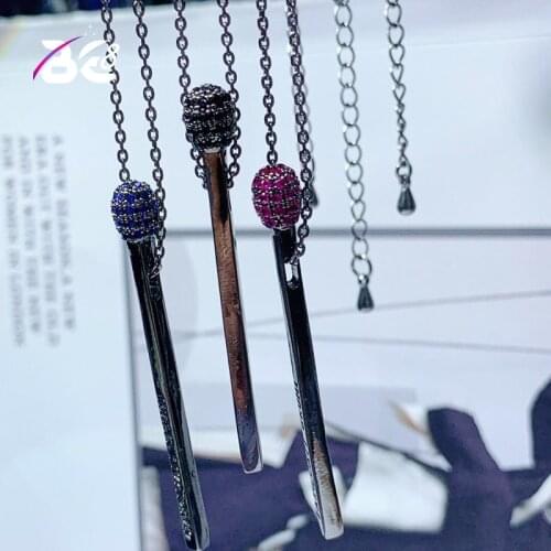Be 8 New Design Shinny CZ Stone Microphone Shape Long Pendant Necklace for Women Jewelry Party Accessories Bijoux Femme N078