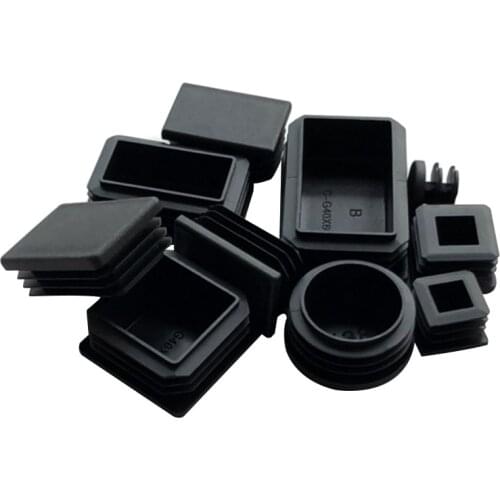 Plastic Steel Rectangular pipe plug Black Furniture Leg plug Anti Slip Feet Protector Pad Plastic square tube cap plug