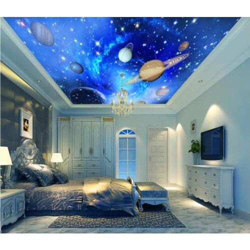 Custom zenith mural 3d ceiling murals wallpaper for walls 3 d universe, planets, stars, planets, ceiling murals wall papers