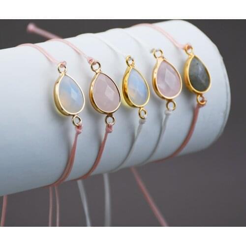 Daily Basic Bracelet PinkQuartz /OpaliteStone AgateStone Bracelet Handmade Pink/White Color Cord Weave Bracelet for Women/Girls