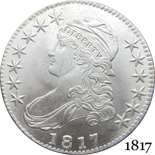 United States Of America Liberty Eagle 1817 50 Cents ½ Dollar Capped Bust Half Dollar Cupronickel Silver Plated Copy Coin
