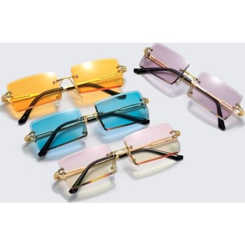 Psacss 2021 Rimless Rectangle Sunglasses Women/Men Vintage Brand Designer Sun Glasses For Female Oculos De Sol Shades UV400 AAAA