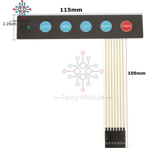 LED 1x5 Matrix Array 5 Key Membrane Switch Keypad Keyboard Menu Auto For Arduino