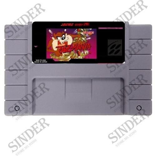 Taz Mania USA Version 16 bit Big Gray Game Card For NTSC Game Console