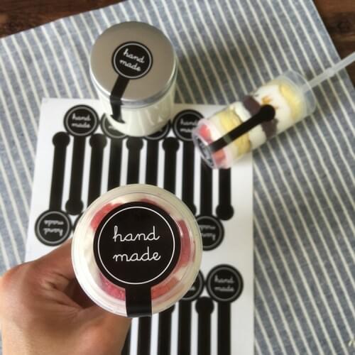 200pcs/lot Vintage Lollipop shape " hand made" black sticker Gift seal stickers for homemade bakery&gift packaging