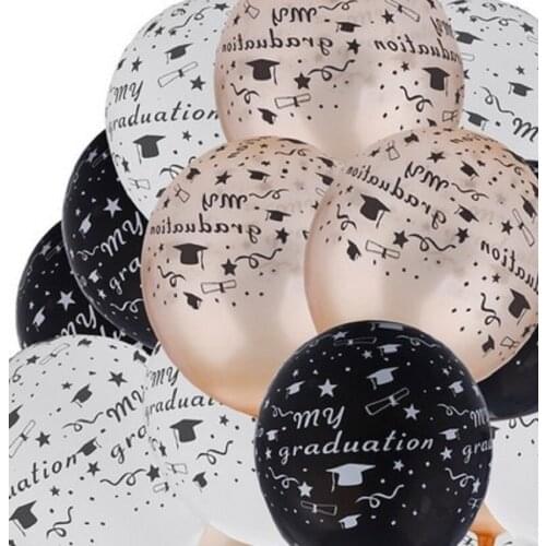 12pcs/lot Graduation Balloons 2018 Graduation Party Decoration Black White Gold Mix Color Latex Balloons Graduation 12 Inch