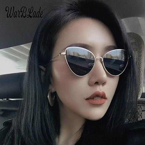 Fashion Metal Cat Eye Women Sunglasses Tinted Color Lens Vintage Shaped Sun Glasses Women Eyewear Luxe Red Female Sunglasses