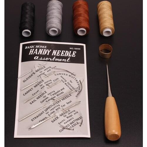 13 PCS leather craft sewing kit wax thread thimble awl processing tool shoemaker canvas repair tool DIY sewing needle kit
