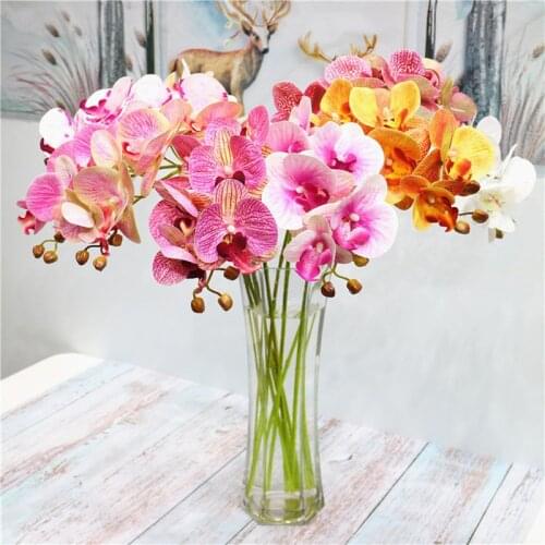 2 fork 3d Print Butterfly Orchid Green Plastic Idyllic Country Fake Flower Table Interior Decoration Wedding Artificial Flower