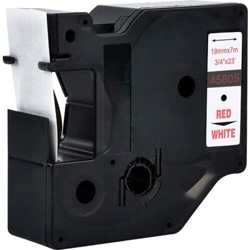 45805 Red on White Compatible Dymo D1 19mm Label Printers 3/4'' W X 23' L (19mm*7m) for Dymo D1 Label Makers