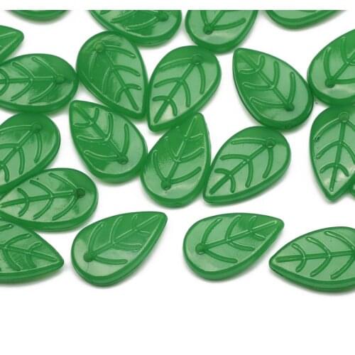 50/100pcs 18x11mm Dark green Leaf Shape Loose Acrylic Spacer Beads For DIY Jewelry Making Charm Necklace Bracelet Accessories