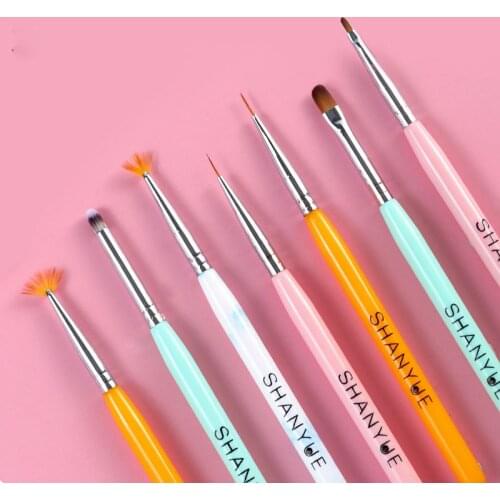 Manicure 6pcs/ Set Pencel Dotting Painting Design Acrylic Nail Art Brush Beauty Care Multi-function Tools Colorful Nail Brush