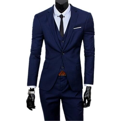 9-Color Men 3-Piece Set ( Jacket + Pant + Vest) Large Size Male Blazer Coat Trousers Waistcoat 6xl Wedding Party Dress