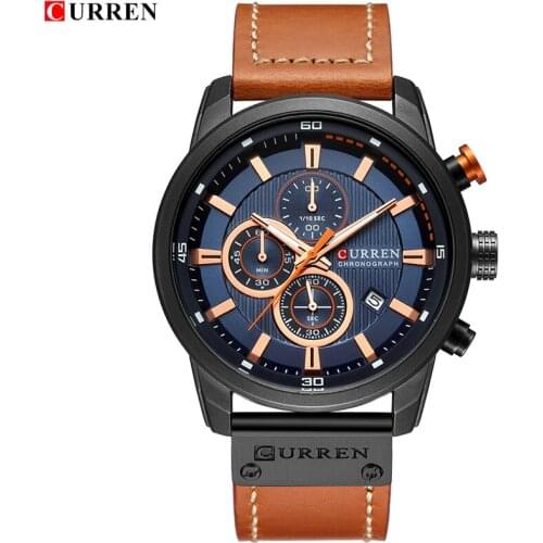 New CURREN Luxury Brand Men Leather Sport Watch Man Analog Quartz Wrist Watches Male Army Military Date Clock Relogio Masculino