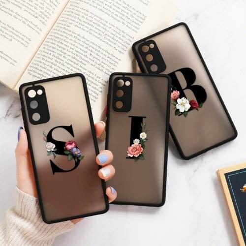 Letter Flower Matte Hard Case For Samsung A01 Core Cases Shockproof Cover Samsung A10s A20s A21 A30 A50 A70 M11 M31 Note 8 9 Bag