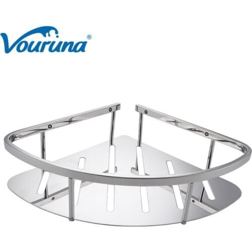 2018 Luxurious Toothbrush Holder New Polished Stainless Steel 304 Single Bathroom Corner Triangular Tub And Shower Caddy Basket