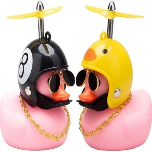 Cute Rubber Duck Toys Kids Toys Helmet Yellow Duck With Glue Propeller Baby Toy Bath Toys Car Ornaments Room Decoration