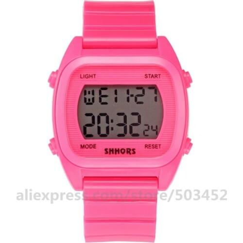 100pcs/lot Children SHHORS780 sport chronograph watches calendar electronic watch Waterproof kids Rubber belt digital watch