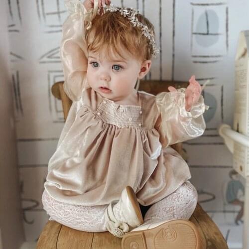 Baby Girl Smocked Romper Infant Smock Handmade Jumpsuit Toddler Girls Vintage Velvet Rompers Children Spanish Boutique Clothes