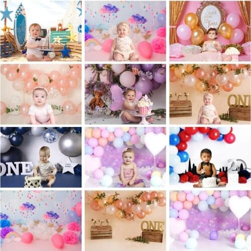 Mehofond Kids Cake Smash 1st Birthday Photography Background Colorful Balloon Newborn Girl Boy Portrait Photo Studio Backdrop
