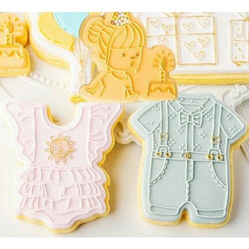 Happy Birthday Acrylic Cookies Cutter Love Girl Embossed Mold Balloon Stamp Mold Happy Birthday Decoration Cake Decoration Tool