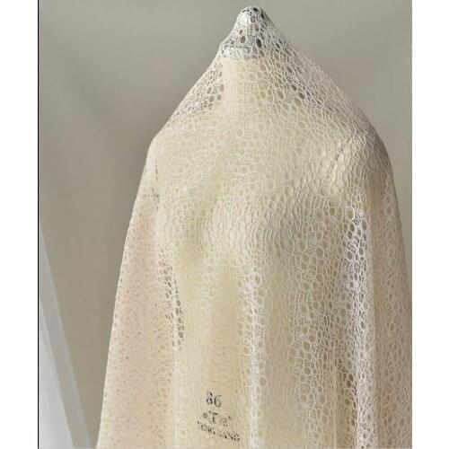 1 Meter High End Fashion French Skin Ivory Lace Fabric African Embroidered Net Lace Fabric For Wedding Dress 130cm