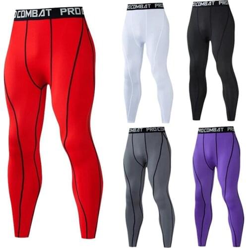 Men Compression Tight Leggings Running Sports Male Fitness Jogging Pants Quick Dry Pants Workout Training Yoga Bottoms