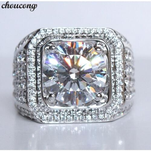 Choucong Solitaire Male ring Big 4ct 5A zircon Sona cz 925 Sterling Silver Engagement Wedding Band rings For men Fine Jewelry