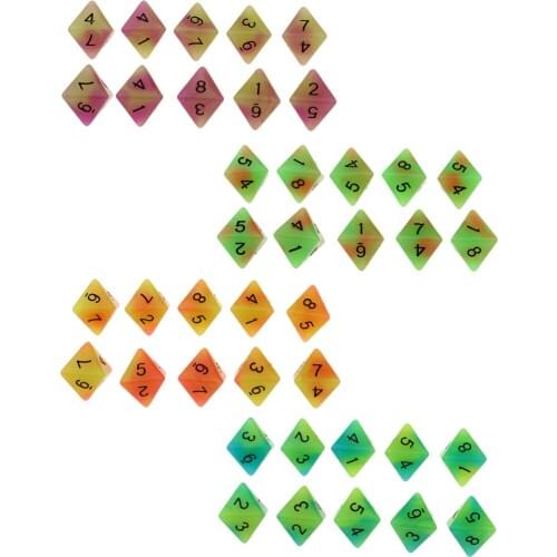 10pcs 8 Sided Dice Set D8 Dices Bright Colors 18 mm for Games Casino Gifts Teaching