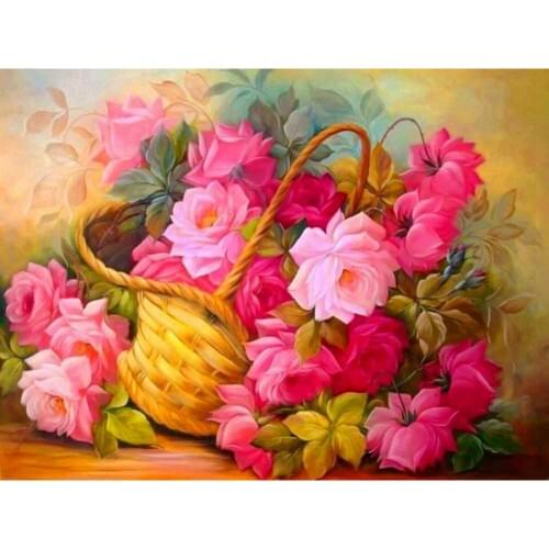New arrival rose flowers bbasketball DIY Crystal full drill square 5D diamond painting cross stitch kit mosaic round rhinestone