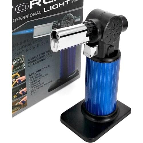 Standing Windproof Jet Flame Lighter Refillable Inflatable Cigar Lighter Cigarette Gas Camping Tool Torch Lighter Without Gas