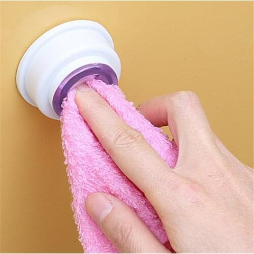 New Bathroom Wall Mounted Round Towel Plastic Washing Towel Hooks Hanger Sucker Holder Suction Cup For Kitchen Pole Towel Rack