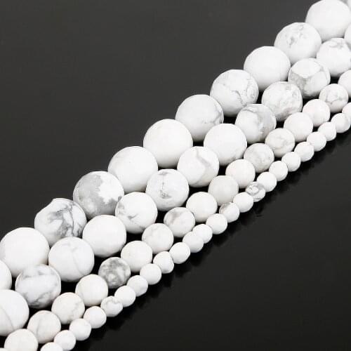 Natural Stone Size 4 6 8 10 MM White Howlite Turquoises Round Faceted Stone Loose Beads For Jewelry Making Bracelet DIY Craft