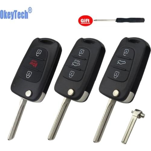 OkeyTech for Kia K2 K5 Rio 3 Sportage Ceed Flip Key Accessories for Hyundai Santa Fe I25 I30 IX35 Accent Getz Car Key Cover Case